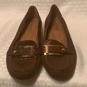 Naturalizer Brown Gold Flats with Buckle